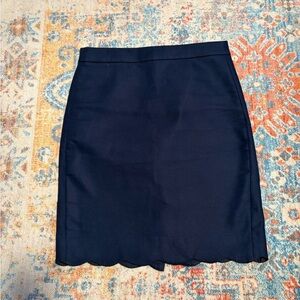 J.Crew 100% cotton navy blue scallop trim pencil skirt